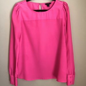 J. Crew Neon Pink Long Sleeve Blouse